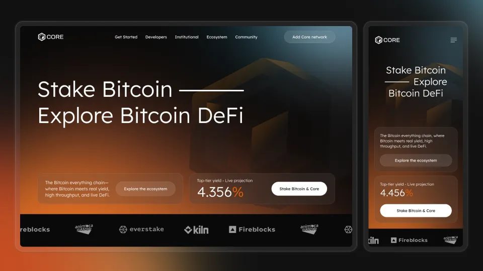 Example of web design for Core Dao