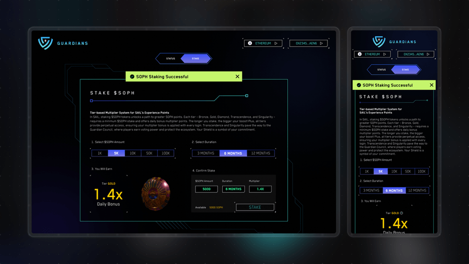 Sentience AI Labs - Guardians UI Design
