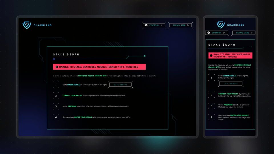 Sentience AI Labs - Guardians UI Design
