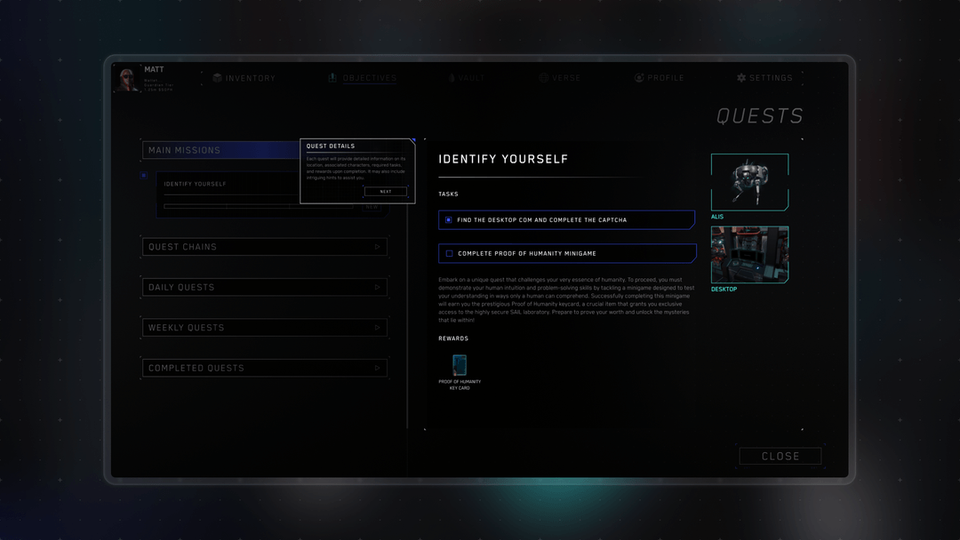 Sentience AI Labs - Game UI Design
